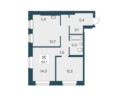 Продается 3-комнатная квартира ЖК Расцветай на Красном, дом 5, 62.7  м², 10750000 рублей