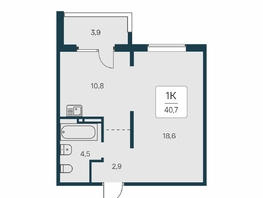 Продается 1-комнатная квартира ЖК Квартал на Игарской, дом 3 пан с2, 40.7  м², 4950000 рублей