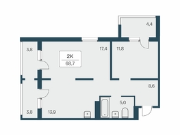 Продается 2-комнатная квартира ЖК Цветной бульвар, дом 3, 68.7  м², 7400000 рублей