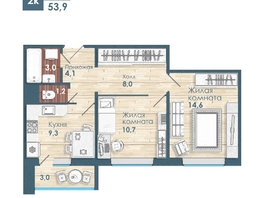 Продается 2-комнатная квартира ЖК Чистая Слобода, дом 1, 53.9  м², 6950000 рублей