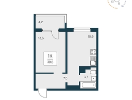 Продается 1-комнатная квартира ЖК Квартал Сосновый бор, дом 1, 39.5  м², 4400000 рублей