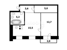 Продается 2-комнатная квартира Семьи Шамшиных ул, 42  м², 6950000 рублей