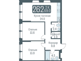 Продается 3-комнатная квартира ЖК Кварталы Немировича, 69  м², 10200000 рублей