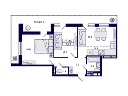 Продается 3-комнатная квартира ЖК Gorizont (Горизонт), 72.1  м², 9050000 рублей