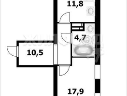 Продается 1-комнатная квартира Ельцовская ул, 44.9  м², 7200000 рублей