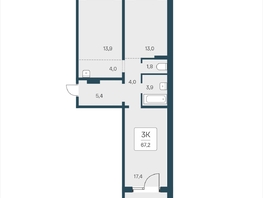 Продается 3-комнатная квартира ЖК Цветной бульвар, дом 4 сек 1, 67.2  м², 7150000 рублей