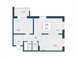 Продается 2-комнатная квартира ЖК Цветной бульвар, дом 4 сек 2, 61.1  м², 6800000 рублей