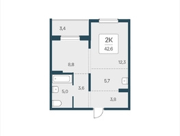 Продается 2-комнатная квартира ЖК Цветной бульвар, дом 4 сек 2, 42.6  м², 5050000 рублей