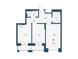 Продается 2-комнатная квартира ЖК Расцветай на Кропоткина, дом 1, 59.5  м², 9100000 рублей