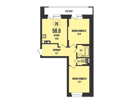 Продается 2-комнатная квартира ЖК Династия, дом 902, 58.6  м², 6620000 рублей