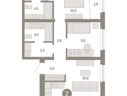 Продается 2-комнатная квартира ЖК Европейский берег, дом 49, 66.96  м², 13670000 рублей