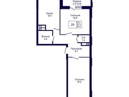 Продается 2-комнатная квартира ЖК Новые Матрешки, дом 2 б/с 1,2, 59.7  м², 6200000 рублей