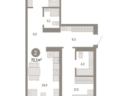 Продается 2-комнатная квартира ЖК Европейский берег, дом 49, 72.1  м², 11570000 рублей