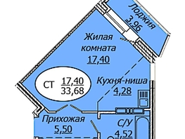 Продается Студия ЖК Комета - Октябрьский, б/с 1, 33.68  м², 4277360 рублей