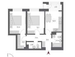 Продается 2-комнатная квартира ЖК ОСКАР, дом 2, 58.8  м², 11075000 рублей
