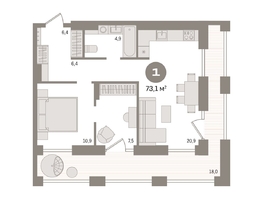 Продается 1-комнатная квартира ЖК Мылзавод, дом 7, 73.1  м², 13580000 рублей