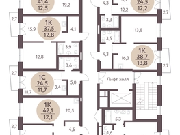 Продается 1-комнатная квартира ЖК Зеленый город, дом 1, 42.1  м², 5428900 рублей