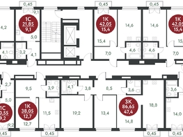 Продается 1-комнатная квартира ЖК Скандинавские кварталы, дом 1, 40.95  м², 5094300 рублей