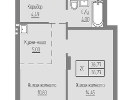 Продается 2-комнатная квартира ЖК Базилик, дом 2, 38.77  м², 6428000 рублей