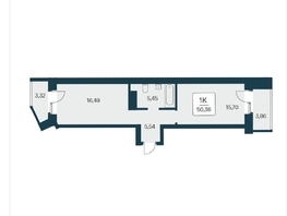 Продается 1-комнатная квартира ЖК Сакура парк, дом 3, 50.36  м², 9500000 рублей