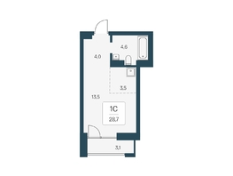 Продается Студия ЖК Расцветай на Кропоткина, дом 1, 28.7  м², 5350000 рублей