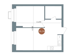 Продается 2-комнатная квартира ЖК 19/56 Кварталы Телецентра, сек 3, 39.39  м², 6800000 рублей