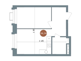 Продается 2-комнатная квартира ЖК 19/56 Кварталы Телецентра, сек 3, 38.38  м², 7000000 рублей