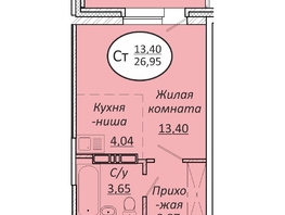 Продается Студия ЖК Пролетарский, 26.95  м², 3853850 рублей