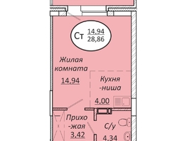 Продается Студия ЖК Пролетарский, 28.86  м², 4126980 рублей