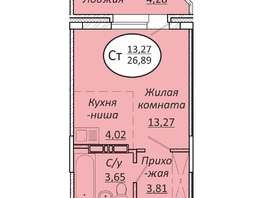 Продается Студия ЖК Пролетарский, 26.89  м², 3872160 рублей