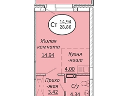 Продается Студия ЖК Пролетарский, 28.86  м², 4213560 рублей