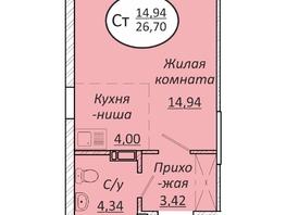 Продается Студия ЖК Пролетарский, 26.7  м², 3604500 рублей