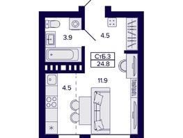 Продается Студия ЖК Сподвижники, 24.8  м², 3700000 рублей