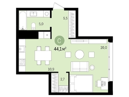 Продается Студия ЖК Авиатор, дом 1-2, 44.05  м², 7640000 рублей