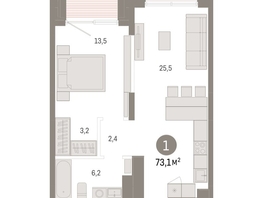 Продается 1-комнатная квартира ЖК Авиатор, дом 3, 73.09  м², 12000000 рублей