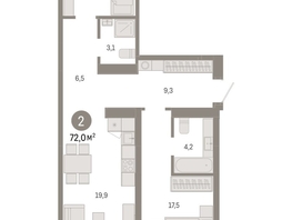 Продается 2-комнатная квартира ЖК Европейский берег, дом 49, 72.03  м², 11340000 рублей