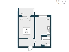 Продается 1-комнатная квартира ЖК Квартал Сосновый бор, дом 1, 39.9  м², 5200000 рублей