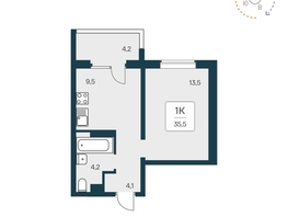 Продается 1-комнатная квартира ЖК Квартал Сосновый бор, дом 1, 35.4  м², 3700000 рублей