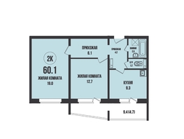 Продается 2-комнатная квартира ЖК Династия, дом 903, 60.1  м², 6520000 рублей