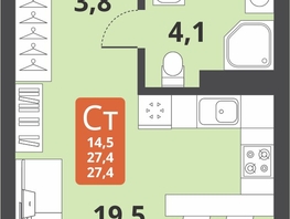 Продается Студия ЖК Тайгинский парк, дом 3, 27.4  м², 4820000 рублей