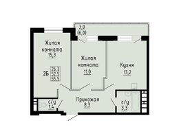 Продается 2-комнатная квартира ЖК Матрешкин двор, дом 2, 55.5  м², 6950000 рублей