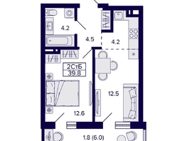 Продается 2-комнатная квартира ЖК Grando (Грандо), 39.8  м², 7990000 рублей