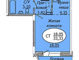 Продается Студия ЖК Комета - Октябрьский, б/с 1, 33.33  м², 4332900 рублей