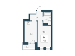 Продается 1-комнатная квартира ЖК Расцветай на Кропоткина, дом 1, 39.8  м², 7000000 рублей