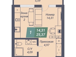 Продается Студия АК Voroshilov (Ворошилов), 25.37  м², 3348840 рублей