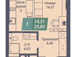 Продается Студия АК Voroshilov (Ворошилов), 25.8  м², 3379800 рублей