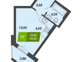 Продается Студия ЖК Бирюзовая жемчужина-4, 25.42  м², 4270560 рублей