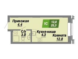 Продается Студия ЖК Калининский квартал, дом 2, 25.3  м², 4301000 рублей