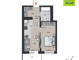 Продается 2-комнатная квартира ЖК ДНК, 41.4  м&sup2;, 6448000 рублей