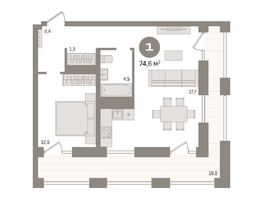 Продается 1-комнатная квартира ЖК Мылзавод, дом 6, 74.58  м², 13850000 рублей